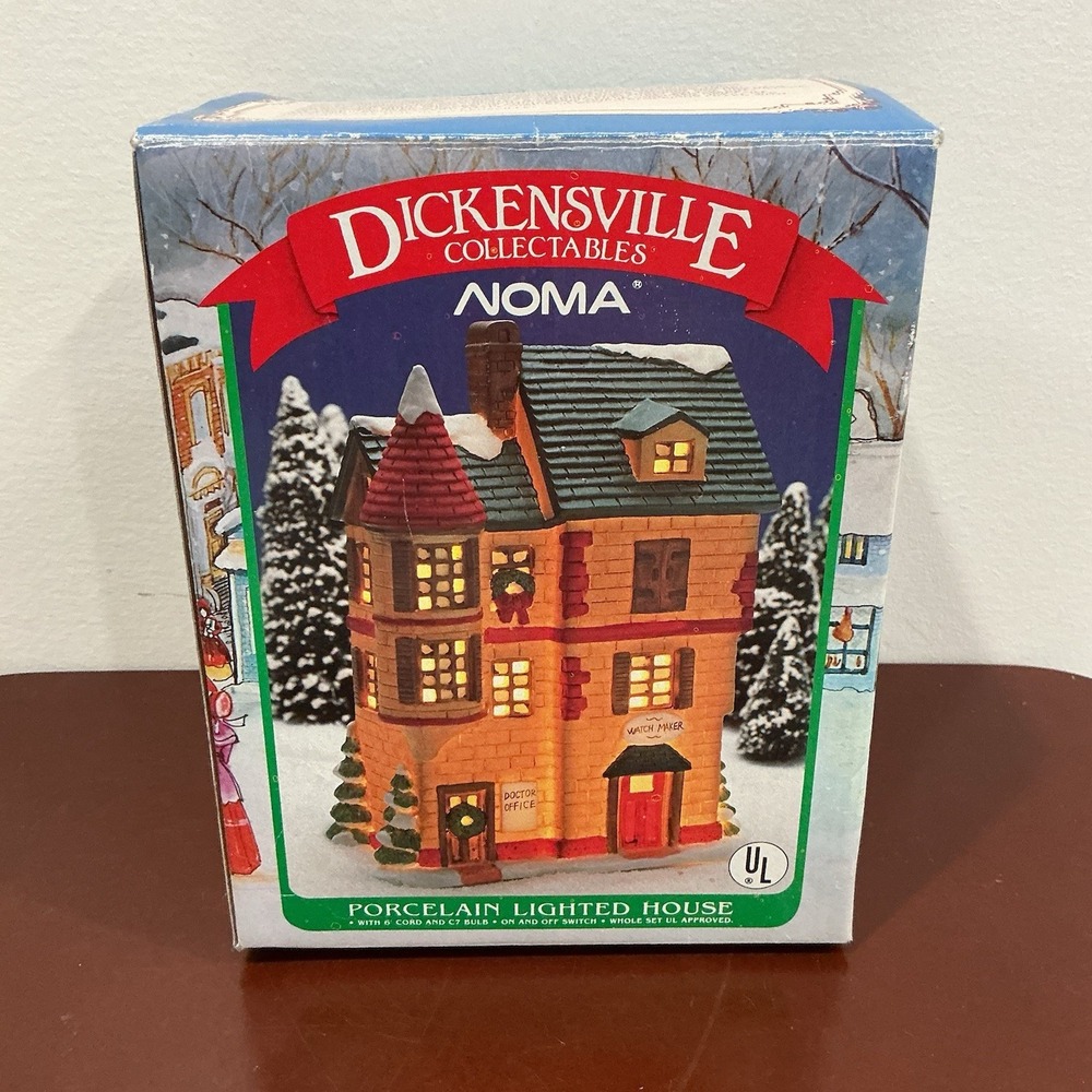 Vintage Dickensville Noma Doctors Office/watchmaker lighted Christmas village